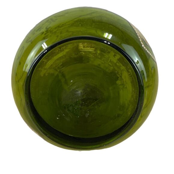 Vintage Signed Moser Art Glass Long Neck Vase Green Gold Gilt Good Condition - Picture 7 of 11